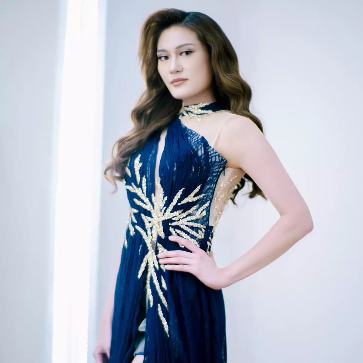 rental dress biru